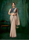 Pink Colour Latest Designer Fancy Party Wear Satin Silk Cord And Sequins Embroidery handwork Heavy Saree Collection 5406